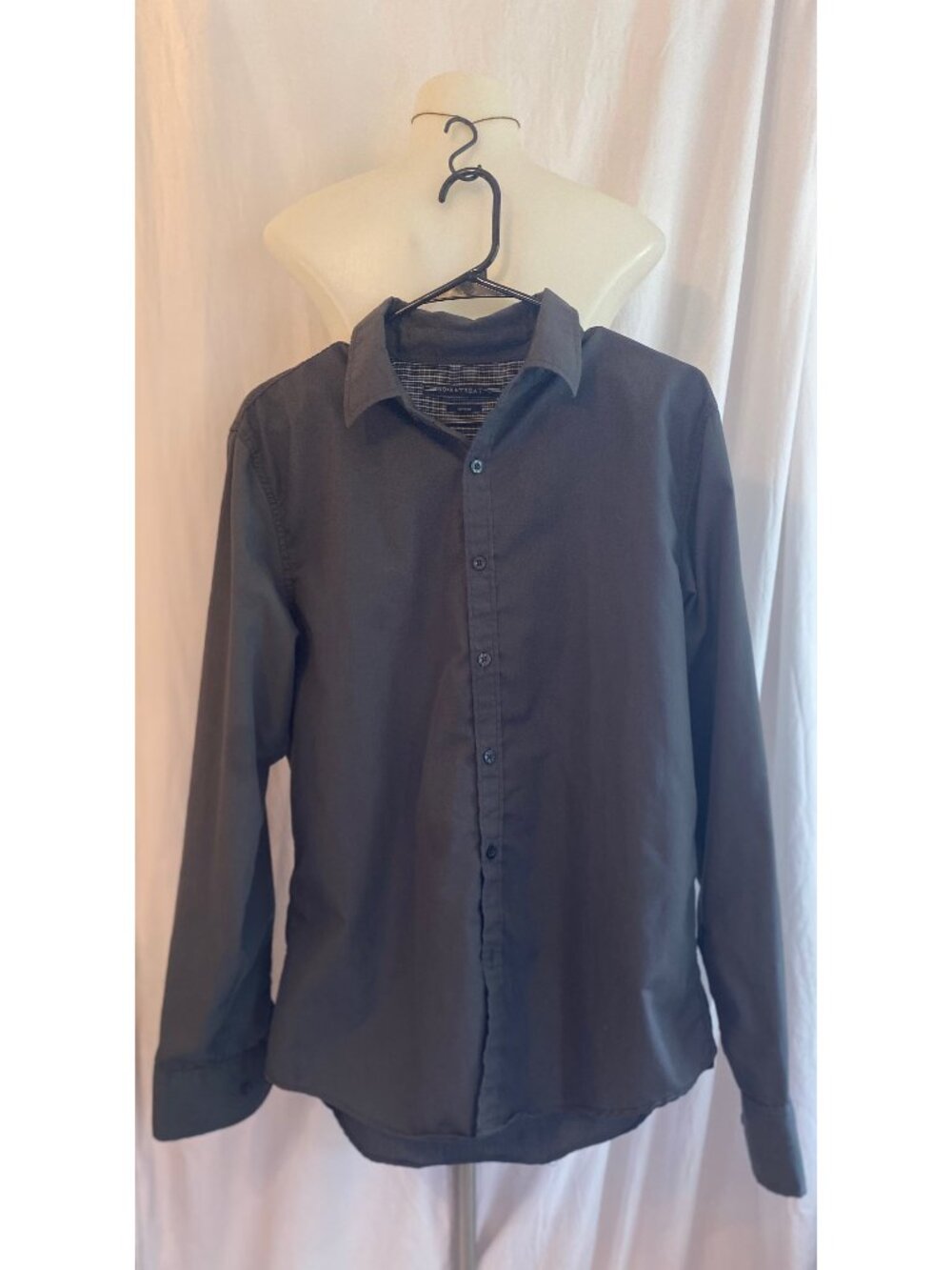 No Retreat Charcoal Gray Long Sleeve Men's Button Up